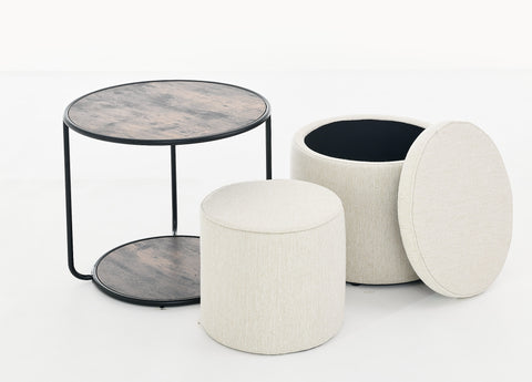 Ottoman, multi-functional combination set table Ottoman, combination of Ottoman and table, with drum stool, with storage space