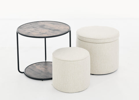 Ottoman, multi-functional combination set table Ottoman, combination of Ottoman and table, with drum stool, with storage space