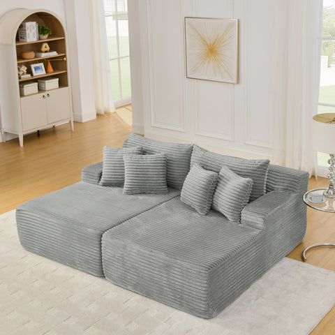 Two-seater lazy sofa lounge chair,Compressed sofa no assembly required, made of velvet fabric, fluffy modern lounge chair, used for indoor living rooms and bedrooms