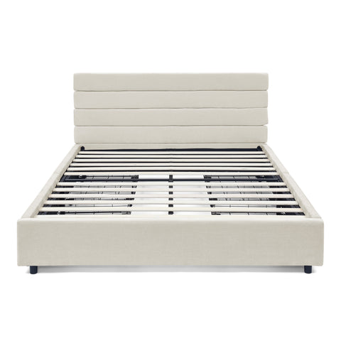Queen size cushioned bed, comfortable cushioned bed frame, headboard and solid bed frame -  (85 "x 66" x 36 ")