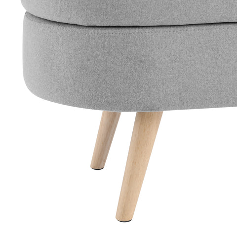 Large Capacity Ottoman Storage Stool with Oval Design & Rubber Wood Legs, Multi-Functional Chair with Storage for Living Room