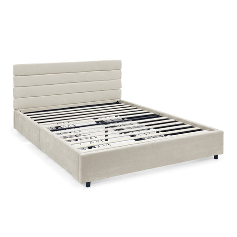 Queen size cushioned bed, comfortable cushioned bed frame, headboard and solid bed frame -  (85 "x 66" x 36 ")