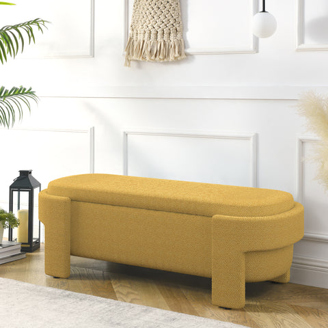 Chenille Upholstered Ottoman Chair with Storage, Stylish Bench with Large Storage Space, Perfect for Living Room & Bedroom