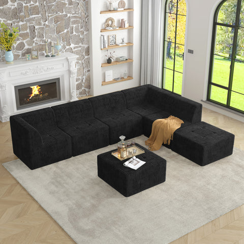 L shape Modular Sectional Sofa,DIY Compressed Sectional Sofa Modern Minimalist Style Corduroy Couch, Sleeper Sofa for Living Room, Bedroom, Comfy Compressed Sofa Couch Space-Efficient Design