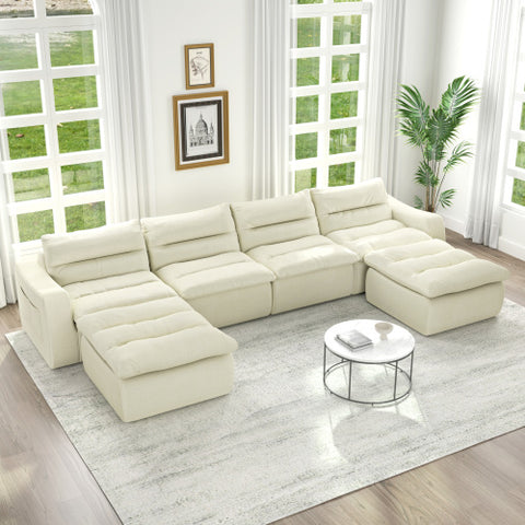 Right sofa seat, L-shaped modular combined sofa, compressed combined sofa, modern lazy style comfortable beanbag sofa-Beige