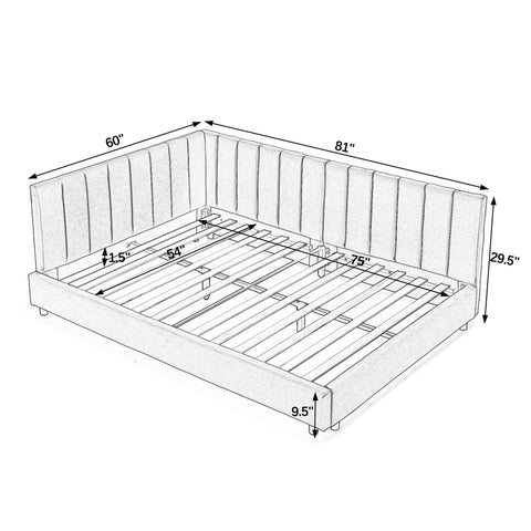 Full Size Upholstered Tufted Bed Frame, Sofa Bed Frame with Comfortable Backrest and Armrests, Full Size Bed for Bedroom, Living Room,Velvet(81''*60''*29.5'')