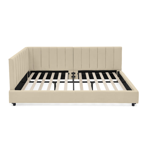 Full Size Upholstered Tufted Bed Frame, Sofa Bed Frame with Comfortable Backrest and Armrests, Full Size Bed for Bedroom, Living Room,Velvet(81''*60''*29.5'')