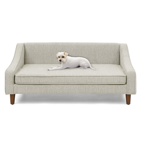 Durable Elevated Dog Sofa Bed,Pet sofa with modern irregular armrest design,Comfortable soft dog sofa-Dark Gray