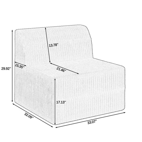 U-Shape Modular Sectional Sofa, Compressed Corduroy Couch in Modern Minimalist Style, Comfortable Sleeper Sofa for Living Room and Bedroom, Space-Efficient Design
