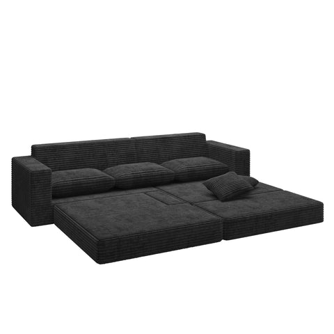 Right Sofa Seat, L-Shape Modular Sectional Sofa, Compressed Corduroy Couch in Modern Minimalist Style, Unfolds into a Bed, Space-Efficient and Comfy for Bedroom
