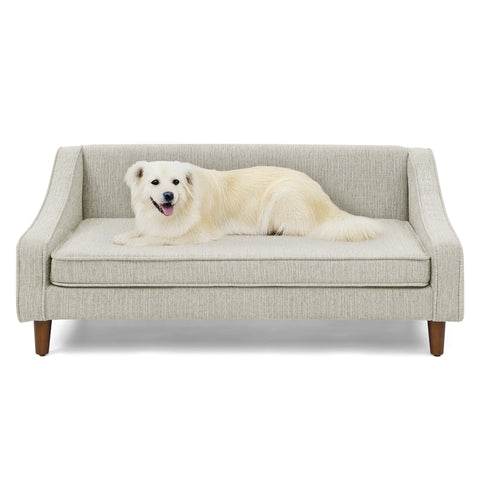 Durable Elevated Dog Sofa Bed,Pet sofa with modern irregular armrest design,Comfortable soft dog sofa-Dark Gray