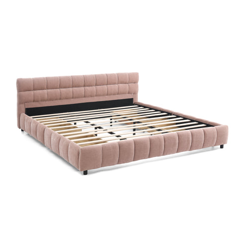 King Size Upholstered Bed ,comfortable upholstered bed frame, Chenille fabric, with headboard and solid bed frame. With drawer for storage.(88.5''*85.5''*31'')