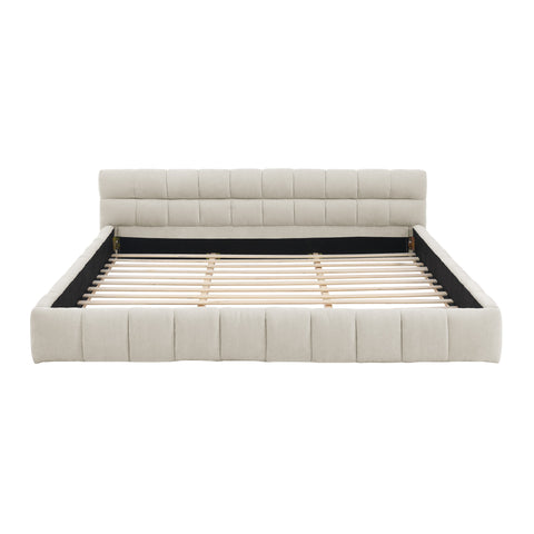 King size Upholstered Bed Frame with Thick Fabric, Chenille Fabric Grounded Queen Size Platform Bed with Headboard and Solid Frame. No Box Spring Needed(88.5''*85.5''*24'')