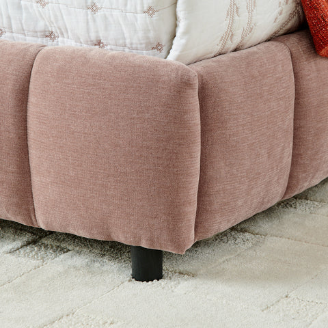 King Size Upholstered Bed ,comfortable upholstered bed frame, Chenille fabric, with headboard and solid bed frame. With drawer for storage.(88.5''*85.5''*31'')