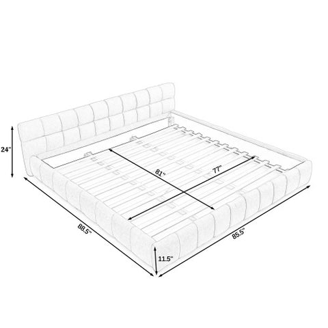 King size Upholstered Bed Frame with Thick Fabric, Chenille Fabric Grounded Queen Size Platform Bed with Headboard and Solid Frame. No Box Spring Needed(88.5''*85.5''*24'')
