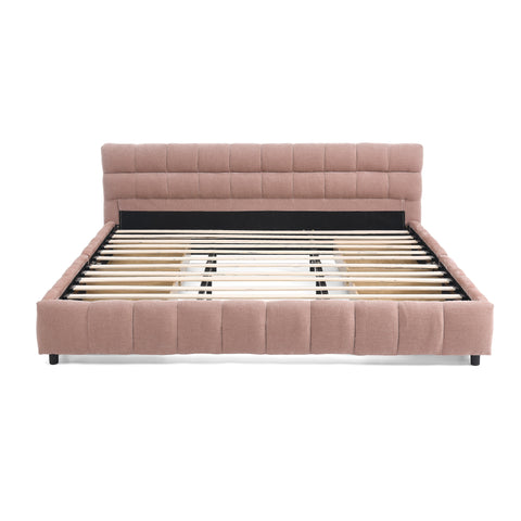 King Size Upholstered Bed ,comfortable upholstered bed frame, Chenille fabric, with headboard and solid bed frame. With drawer for storage.(88.5''*85.5''*31'')