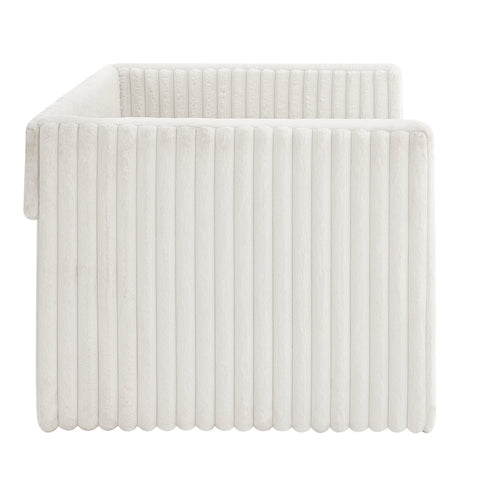 Twin Size Daybed, Upholstered sofa bed,The bottom pulls out to form a bed ,Plaid corduroy fabric(86"*43.5"*34")