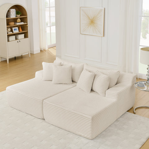 Two-seater lazy sofa lounge chair,Compressed sofa no assembly required, made of velvet fabric, fluffy modern lounge chair, used for indoor living rooms and bedrooms