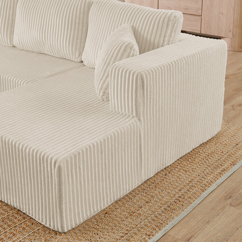 U shape Modular Sectional Sofa, Compressed Sectional Sofa Modern Minimalist Style Corduroy Couch, Sleeper Sofa for Living Room, Bedroom, Comfy Compressed Sofa Couch Space-Efficient Design-green
