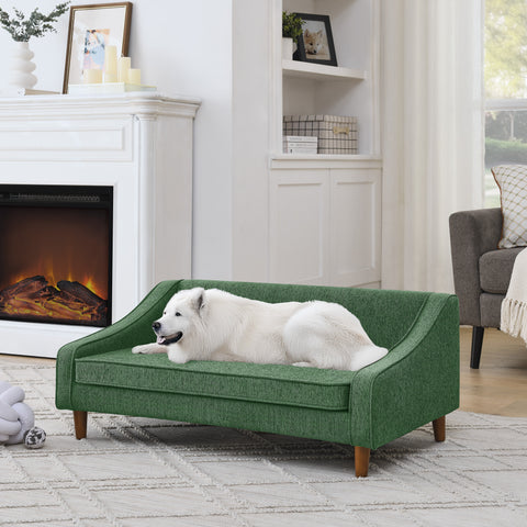Durable Elevated Dog Sofa Bed,Pet sofa with modern irregular armrest design,Comfortable soft dog sofa-Dark Gray