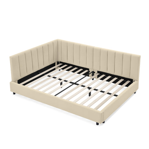 Full Size Upholstered Tufted Bed Frame, Sofa Bed Frame with Comfortable Backrest and Armrests, Full Size Bed for Bedroom, Living Room,Velvet(81''*60''*29.5'')