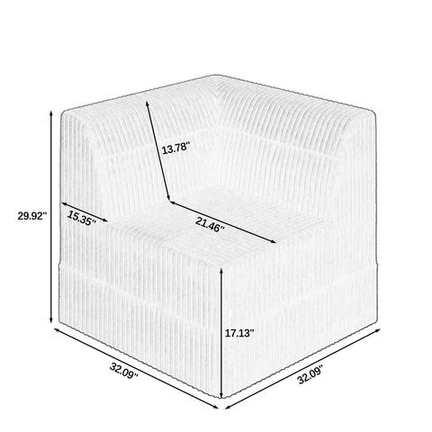 U-Shaped Modular Sectional Sofa, DIY Compressed Corduroy Couch, Modern Minimalist Sleeper Sofa for Living Room & Bedroom, Comfy & Space-Efficient