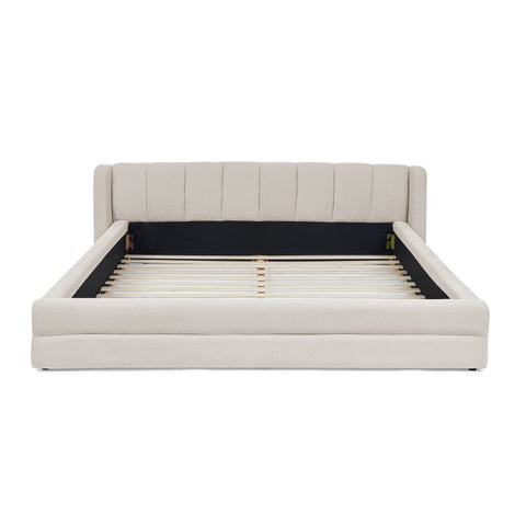 Queen Size Upholstered Bed Frame with Thick Fabric, Chenille Fabric Grounded Queen Size Platform Bed with Headboard and Solid Frame(87''*67''*23.5'')