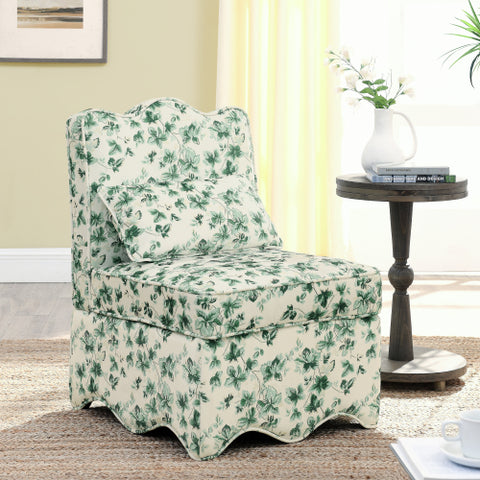 Flannel Single Dining Chair with Soft Cushion & Backrest, No Armrests, Matching Pillow for Waist Support, Ideal for Living Room