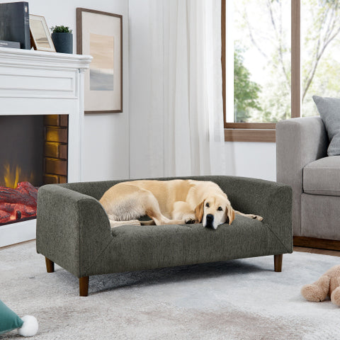 Modern Pet Sofa with Backrest & Armrests, Rectangular Design for Medium & Large Dogs, Soft Cushion for Ultimate Comfort