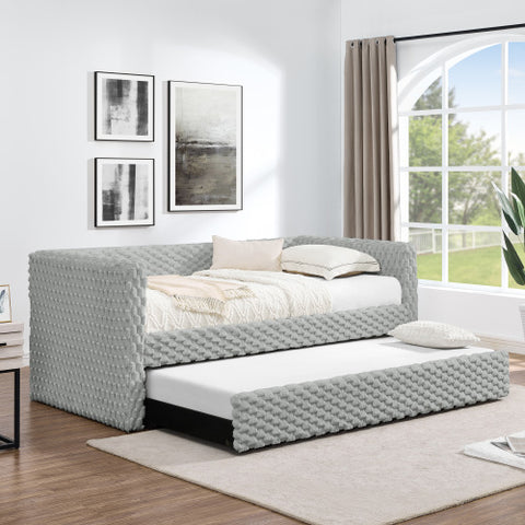 Twin Size Daybed, Upholstered sofa bed,The bottom pulls out to form a bed ,Plaid corduroy fabric(86"*43.5"*34")