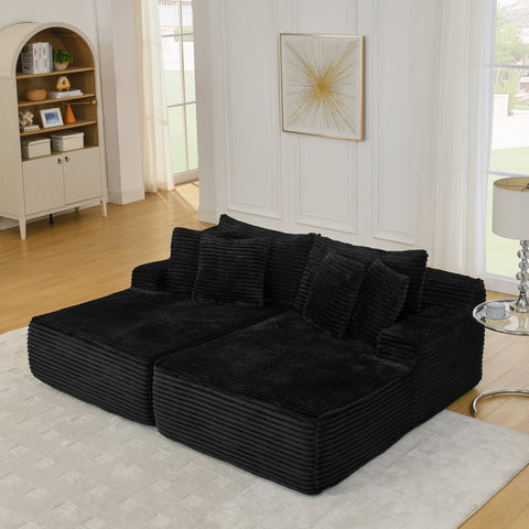 Two-seater lazy sofa lounge chair,Compressed sofa no assembly required, made of velvet fabric, fluffy modern lounge chair, used for indoor living rooms and bedrooms