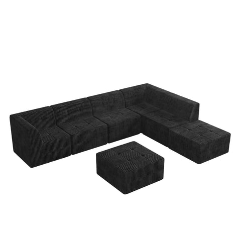 L shape Modular Sectional Sofa,DIY Compressed Sectional Sofa Modern Minimalist Style Corduroy Couch, Sleeper Sofa for Living Room, Bedroom, Comfy Compressed Sofa Couch Space-Efficient Design