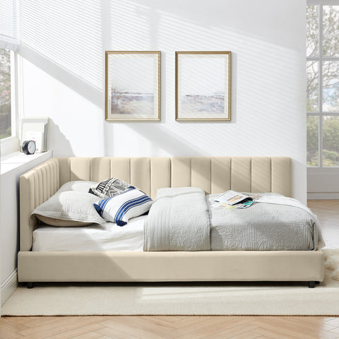 Full Size Upholstered Tufted Bed Frame, Sofa Bed Frame with Comfortable Backrest and Armrests, Full Size Bed for Bedroom, Living Room,Velvet(81''*60''*29.5'')