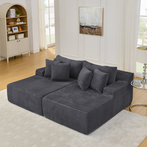 Two-seater lazy sofa lounge chair,Compressed sofa no assembly required, made of velvet fabric, fluffy modern lounge chair, used for indoor living rooms and bedrooms