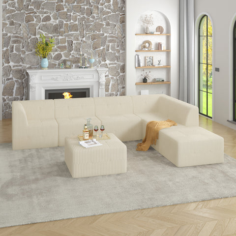 L shape Modular Sectional Sofa,DIY Compressed Sectional Sofa Modern Minimalist Style Corduroy Couch, Sleeper Sofa for Living Room, Bedroom, Comfy Compressed Sofa Couch Space-Efficient Design