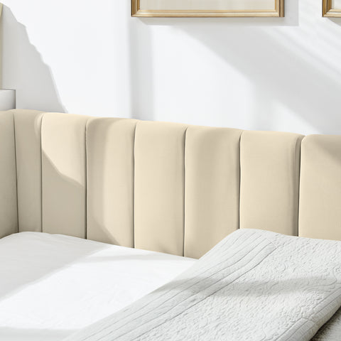 Full Size Upholstered Tufted Bed Frame, Sofa Bed Frame with Comfortable Backrest and Armrests, Full Size Bed for Bedroom, Living Room,Velvet(81''*60''*29.5'')