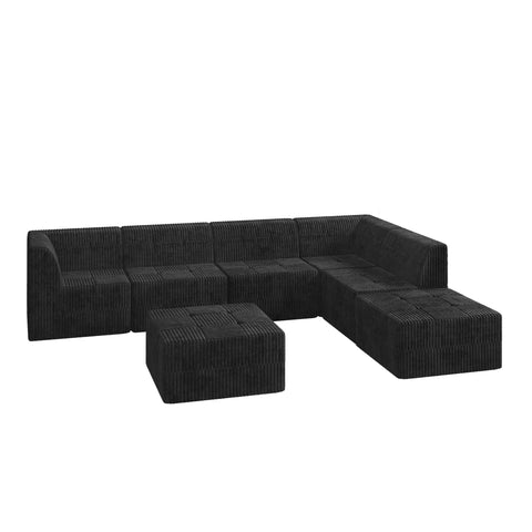 L shape Modular Sectional Sofa,DIY Compressed Sectional Sofa Modern Minimalist Style Corduroy Couch, Sleeper Sofa for Living Room, Bedroom, Comfy Compressed Sofa Couch Space-Efficient Design