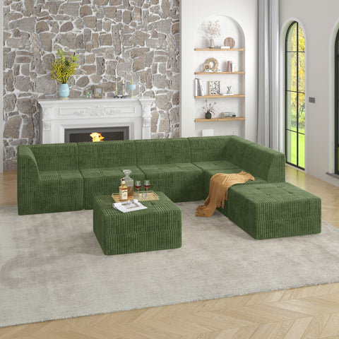 L shape Modular Sectional Sofa,DIY Compressed Sectional Sofa Modern Minimalist Style Corduroy Couch, Sleeper Sofa for Living Room, Bedroom, Comfy Compressed Sofa Couch Space-Efficient Design