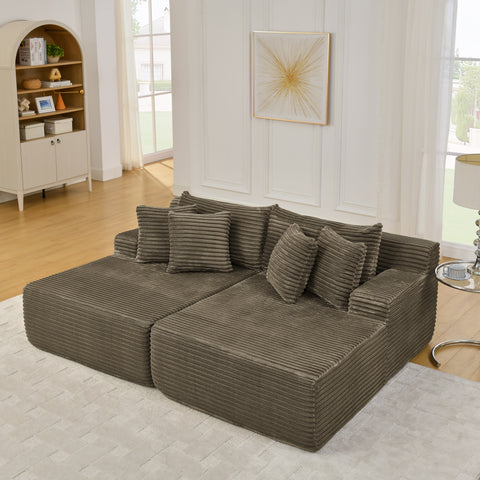 Two-seater lazy sofa lounge chair,Compressed sofa no assembly required, made of velvet fabric, fluffy modern lounge chair, used for indoor living rooms and bedrooms