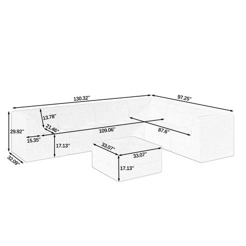L-Shape Modular Sectional Sofa, DIY Compressed Modern Minimalist Corduroy Couch, Sleeper Sofa for Living Room & Bedroom, Space-Efficient & Comfy