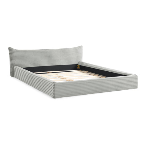 Queen Size Upholstered Bed FrameAnd velvet fabric,Grounded Platform Bed with Decorative Curved Headboard and Solid Wood Frame, No Box Spring Required(68''*87.75''*24.25'')