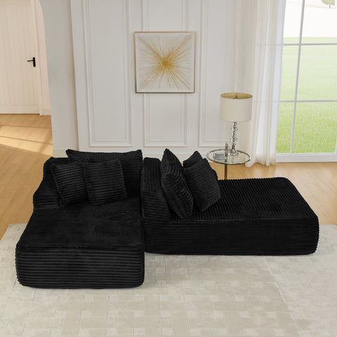 Two-seater lazy sofa lounge chair,Compressed sofa no assembly required, made of velvet fabric, fluffy modern lounge chair, used for indoor living rooms and bedrooms
