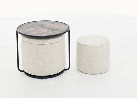 Ottoman, multi-functional combination set table Ottoman, combination of Ottoman and table, with drum stool, with storage space