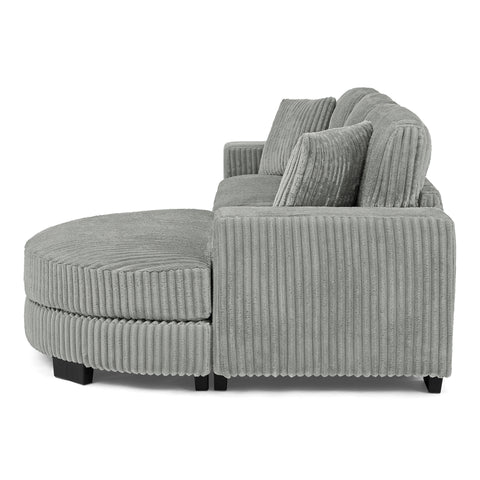 Corduroy Tufted Upholstered Sleeper Sectional Sofa, L-Shaped Modular Convertible Sofa , The arc-shaped footstool can be placed freely on the left