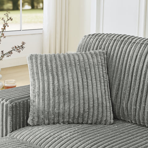 Corduroy Tufted Upholstered Sleeper Sectional Sofa, L-Shaped Modular Convertible Sofa , The arc-shaped footstool can be placed freely on the left
