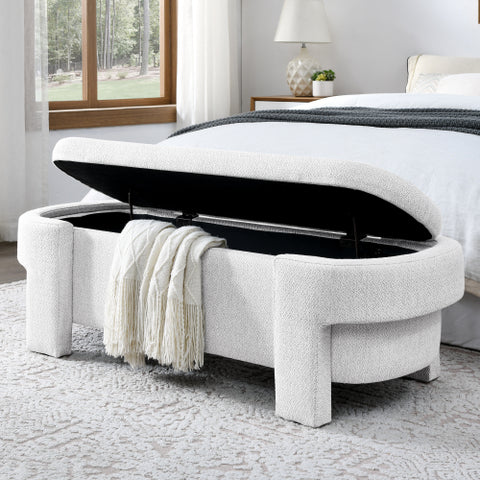 Chenille Upholstered Ottoman Chair with Storage, Stylish Bench with Large Storage Space, Perfect for Living Room & Bedroom