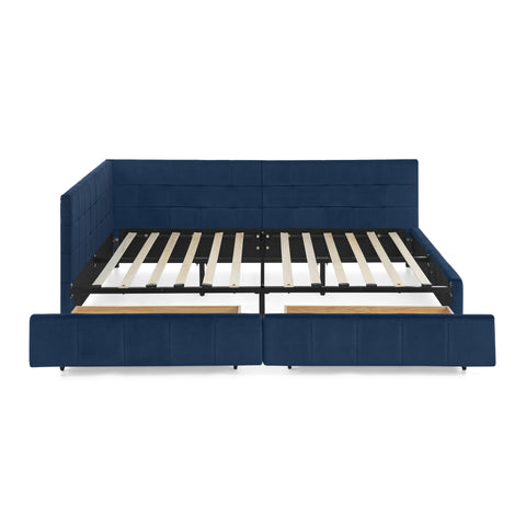 Full Size Storage Upholstered Tufted Bed Frame, Sofa Bed Frame with Comfortable Backrest and Armrests, Full Size Bed for Bedroom, Living Room,Velvet