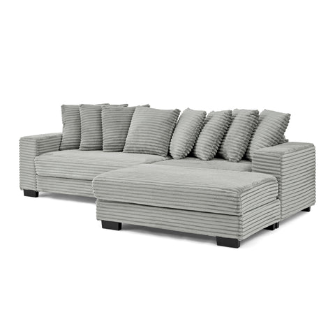 Corduroy Tufted Upholstered Sleeper Sectional Sofa, L-Shaped Modular Convertible Sofa , Can freely change the position of the footrests(Assembly is required)