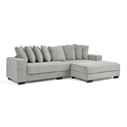 Corduroy Tufted Upholstered Sleeper Sectional Sofa, L-Shaped Modular Convertible Sofa , Can freely change the position of the footrests(Assembly is required)