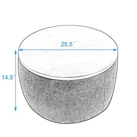 Round Storage Ottoman 2-in-1, End Table & Ottoman, Natural, 25.5"x25.5"x14.5", Hidden Storage for Living Room or Bedroom